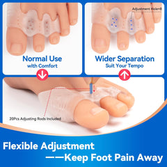 Tech Love MF2 2 Pairs Adjustable Toe Spacers. Bunion Toe Separators. Original Soft Design Bunion Corrector to Wear with Shoes. Bunion Pads for Women Men