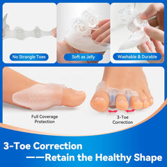 Tech Love MF2 2 Pairs Adjustable Toe Spacers. Bunion Toe Separators. Original Soft Design Bunion Corrector to Wear with Shoes. Bunion Pads for Women Men