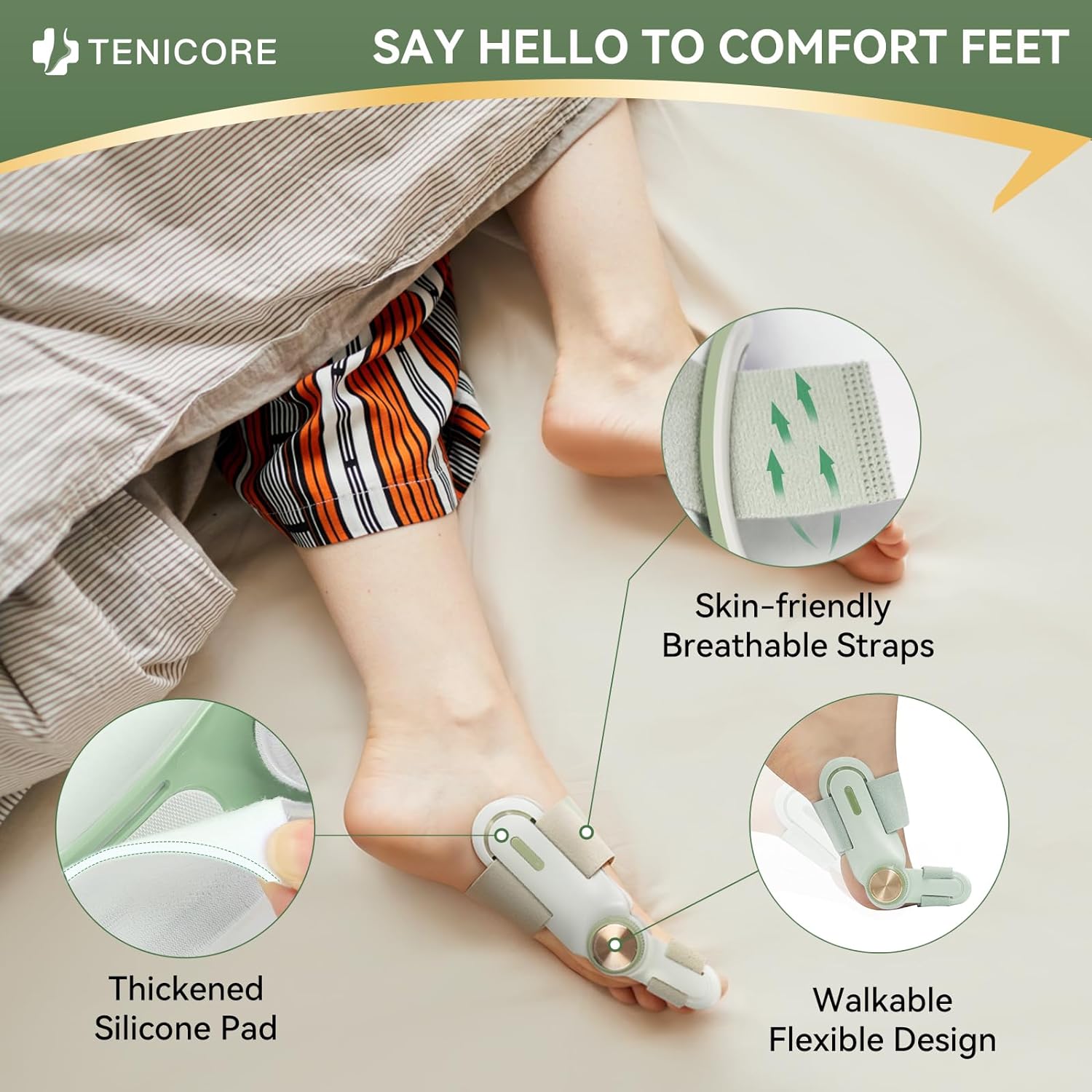 Adjustable Knob Design Bunion Corrector Double Correction for Women and Men, Effective with 3 Different Angle Fixing Plate Comfortable, Portable Storage Bag Included