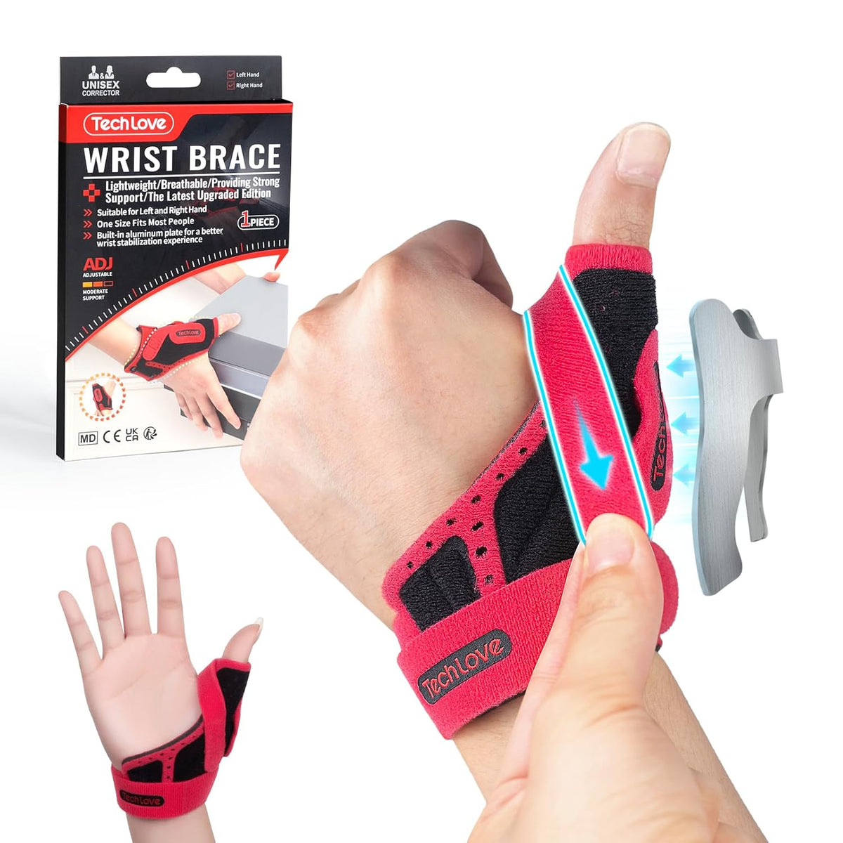Mighty Grip Wrist & Thumb Support Band With Tack - Left Hand, Pole Dance & Fitness Support