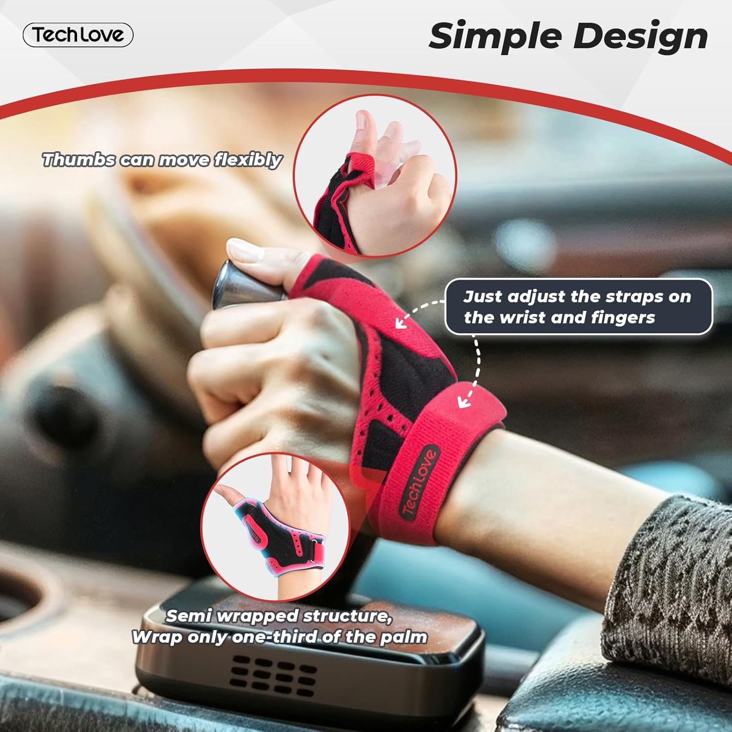 Tech Love Thumb Brace, Wrist and Thumb Support, Thumb Brace Right Left Hand and Pinky Finger Splint, Thumb Spica Splint for Pain Relief for CMC, CMP, De Quervain's Tendonitis, Trigger Thumb