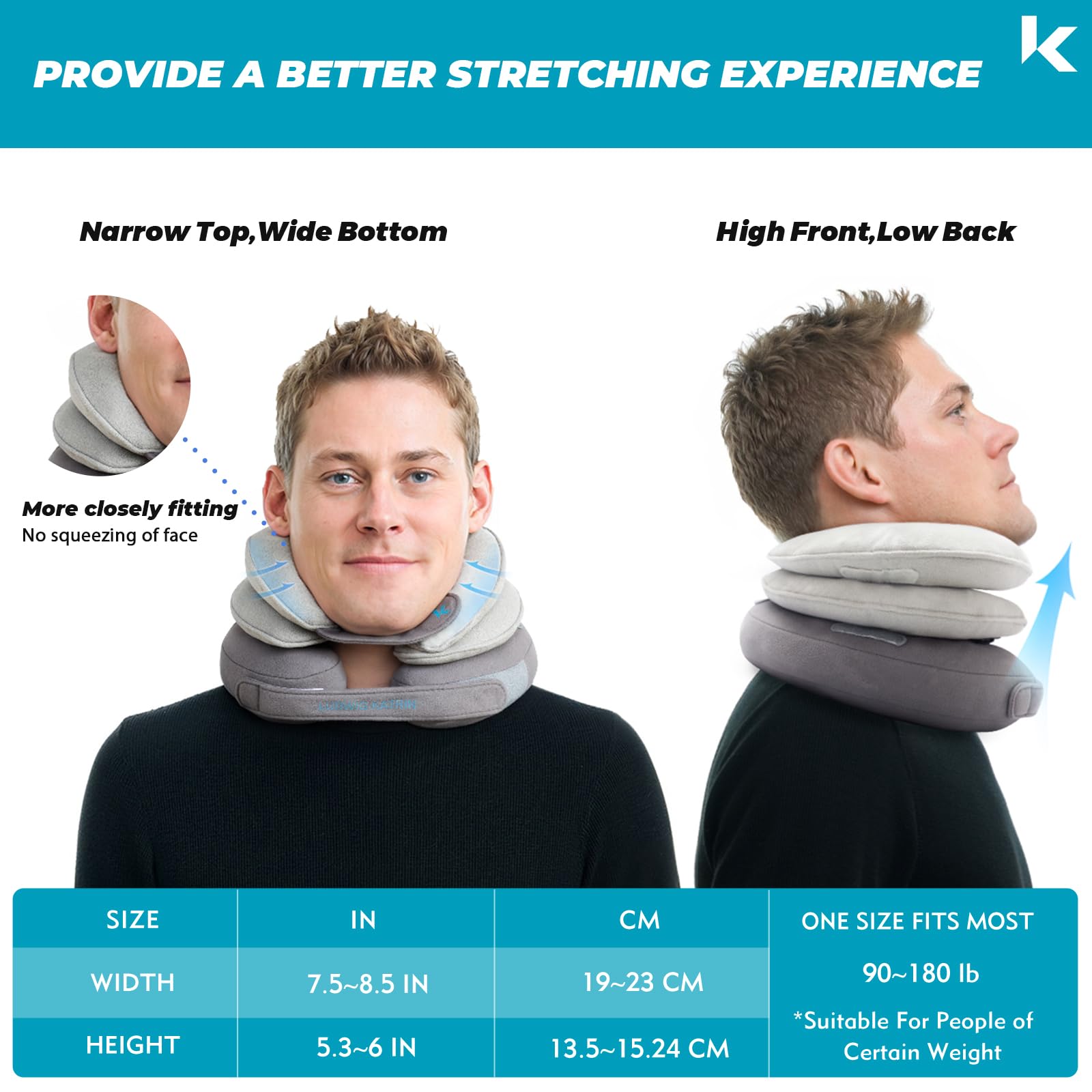 LK Nackenstrecker. Nackentraktionsgerät mit integriertem Airbag. Verstellbares Halswirbel-Traktionsgerät zur Linderung von Nackenschmerzen. Tragbares, verbessertes Design für Nacken- und Schulterentspanner. 