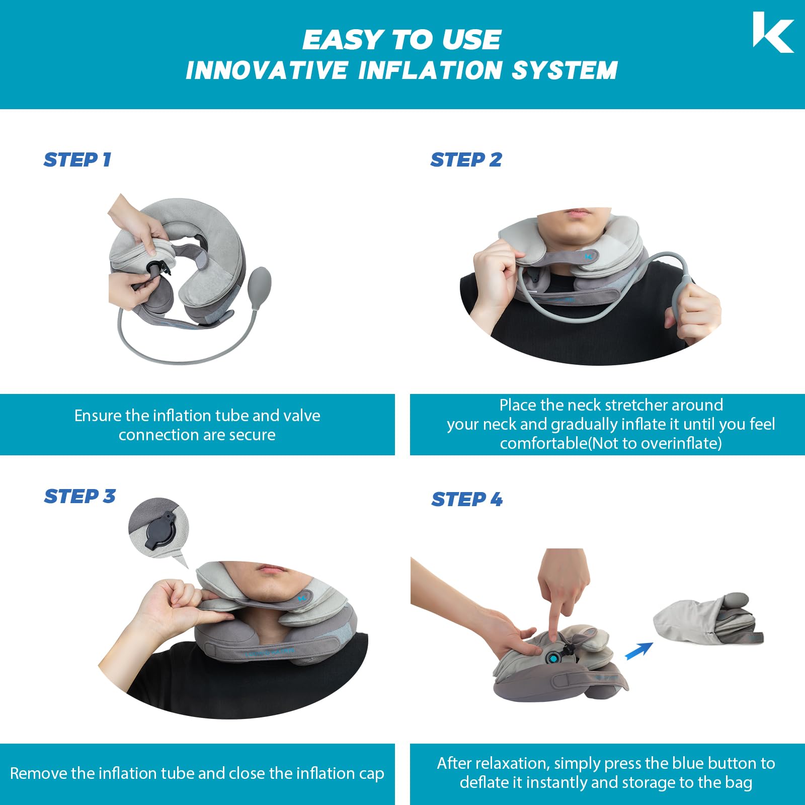 LK Neck Stretcher Neck Traction Device with Built-in Integrated Airbag Neck and Shoulder Relaxer