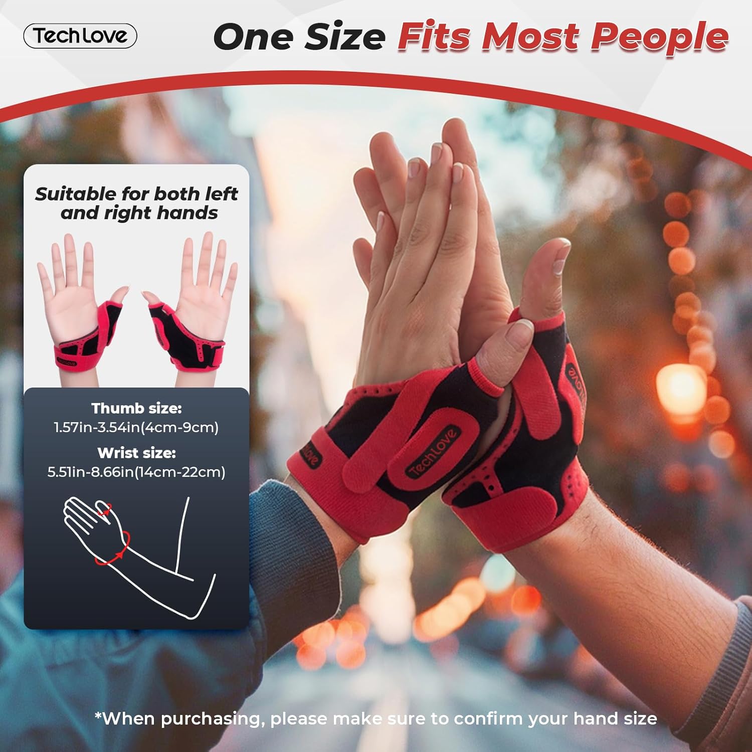 Tech Love Thumb Brace, Wrist and Thumb Support, Thumb Brace Right Left Hand and Pinky Finger Splint, Thumb Spica Splint for Pain Relief for CMC, CMP, De Quervain's Tendonitis, Trigger Thumb