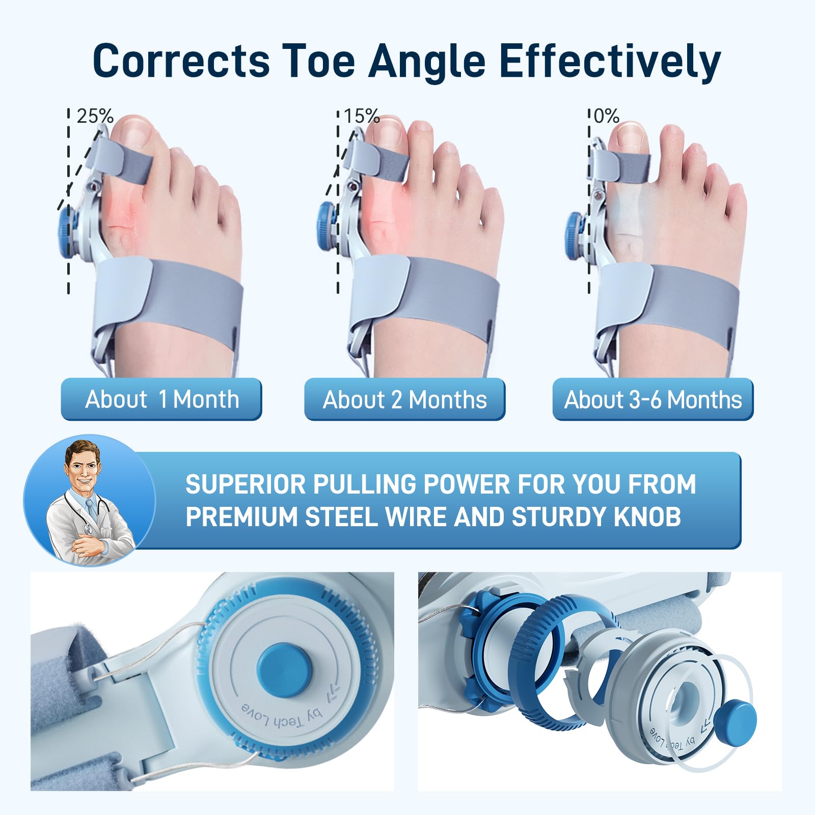 Tech Love Bunion Corrector Women Men Adjustable Knob Bunion Relief Orthopedic Toe Straightene